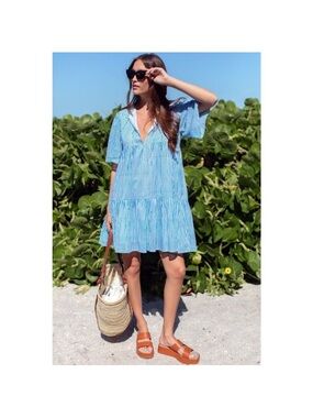 Emerson Fry Isla Dress Sunday Blue Stripe Size XS/S